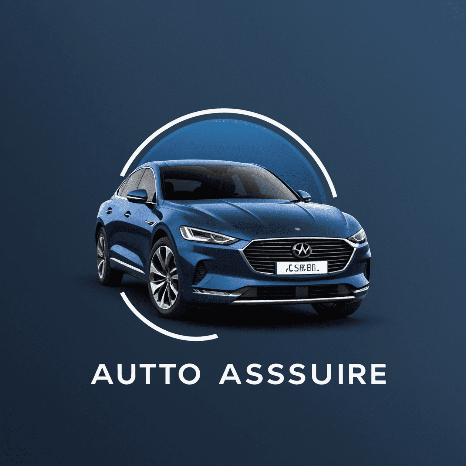 AutoAssure logo: Een modern en strak ontworpen logo met de tekst 'AutoAssure' in diepblauw, met een gestileerde auto-silhouet erboven