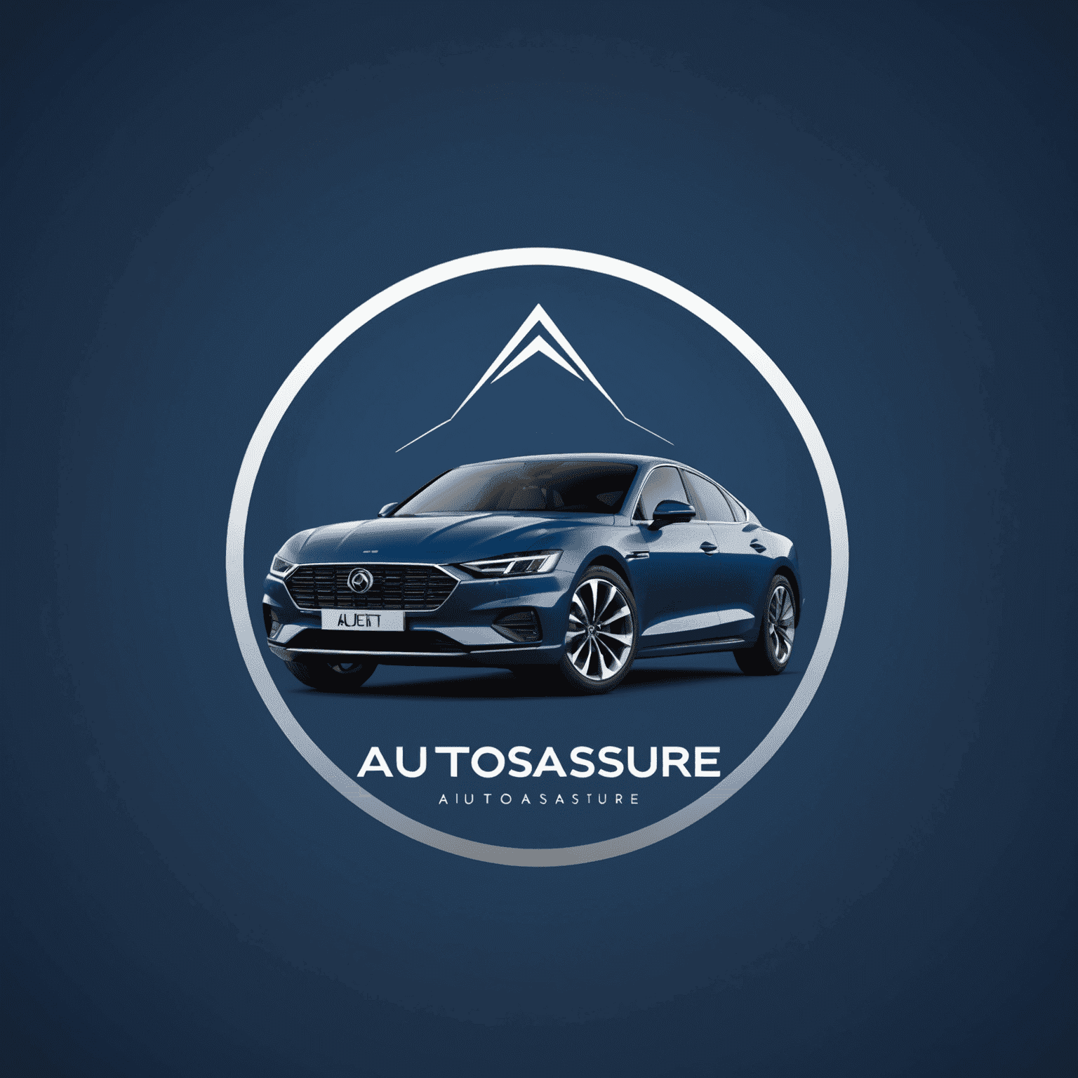 AutoAssure logo: Een modern en strak ontworpen logo met de tekst 'AutoAssure' in diepblauw, met een gestileerde auto-silhouet erboven