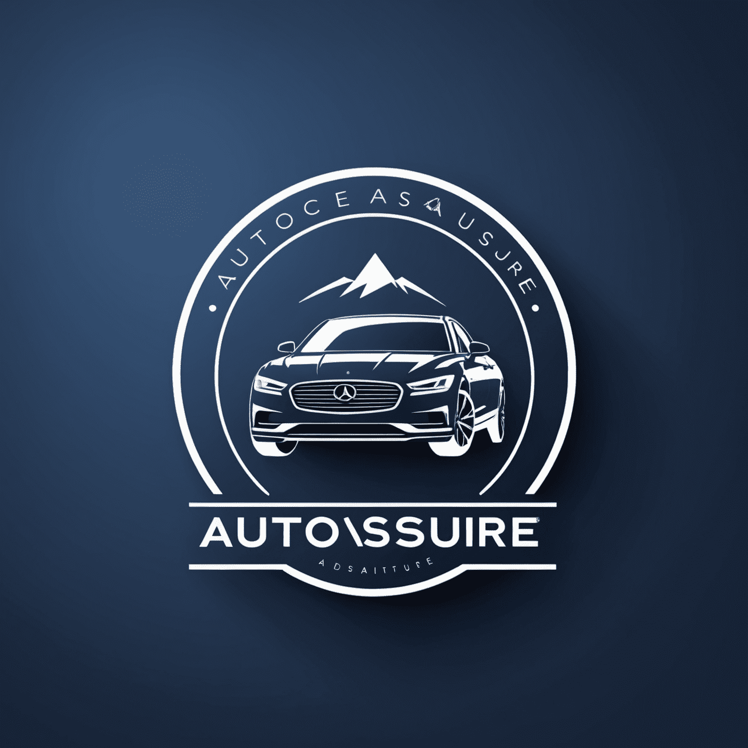 AutoAssure logo: Een modern en strak ontworpen logo met de tekst 'AutoAssure' in diepblauw, met een gestileerde auto-silhouet erboven