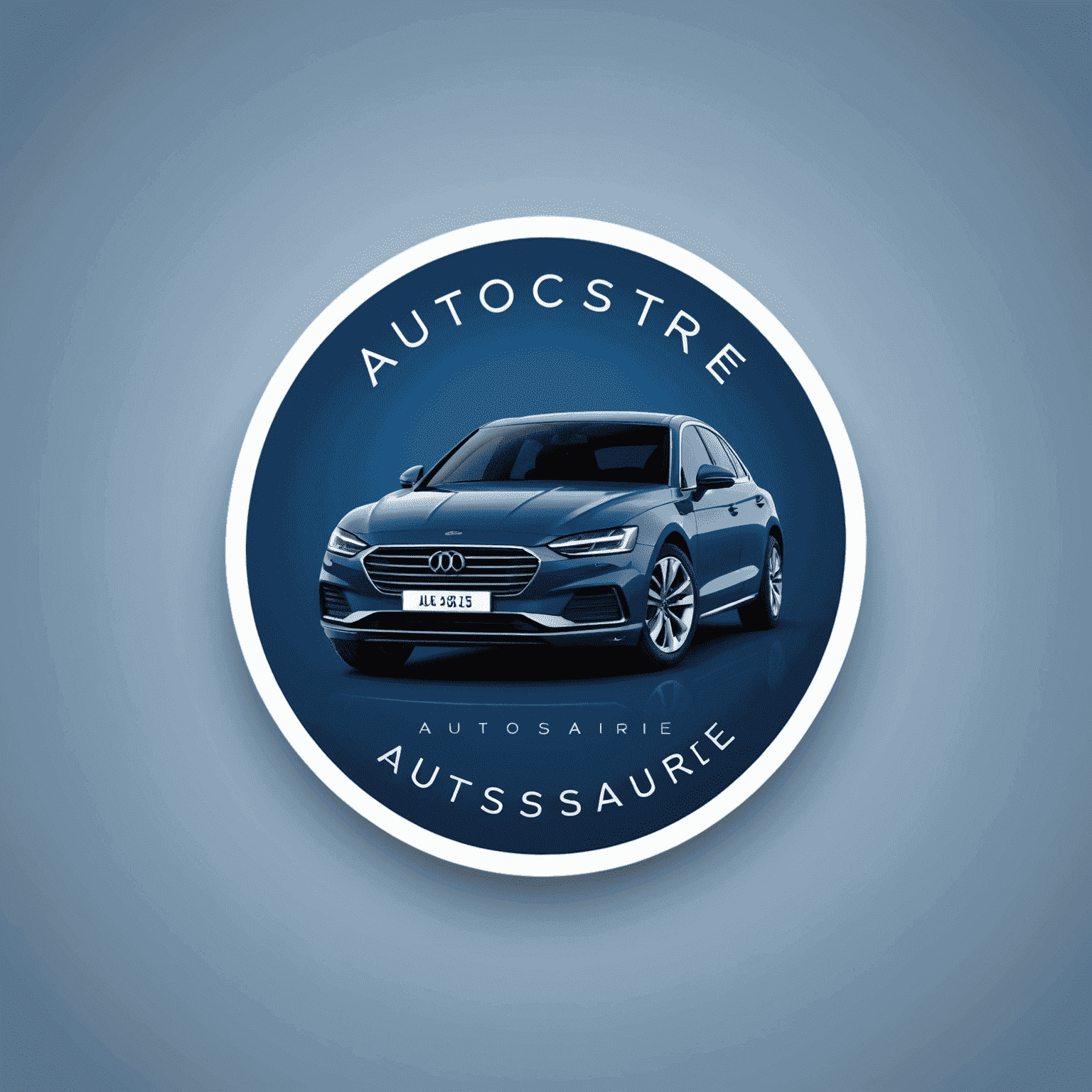 AutoAssure logo: Een modern en strak ontworpen logo met de tekst 'AutoAssure' in diepblauw, met een gestileerde auto-silhouet erboven