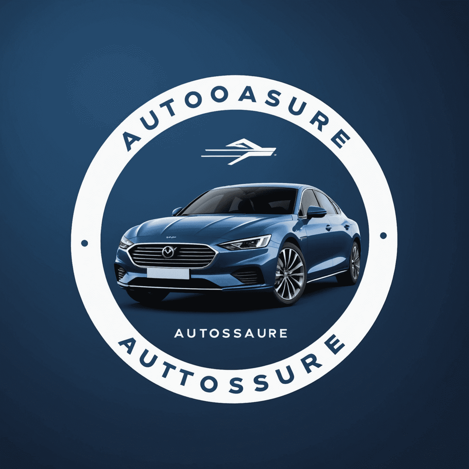 AutoAssure logo: Een modern en strak ontworpen logo met de tekst 'AutoAssure' in diepblauw, met een gestileerde auto-silhouet erboven