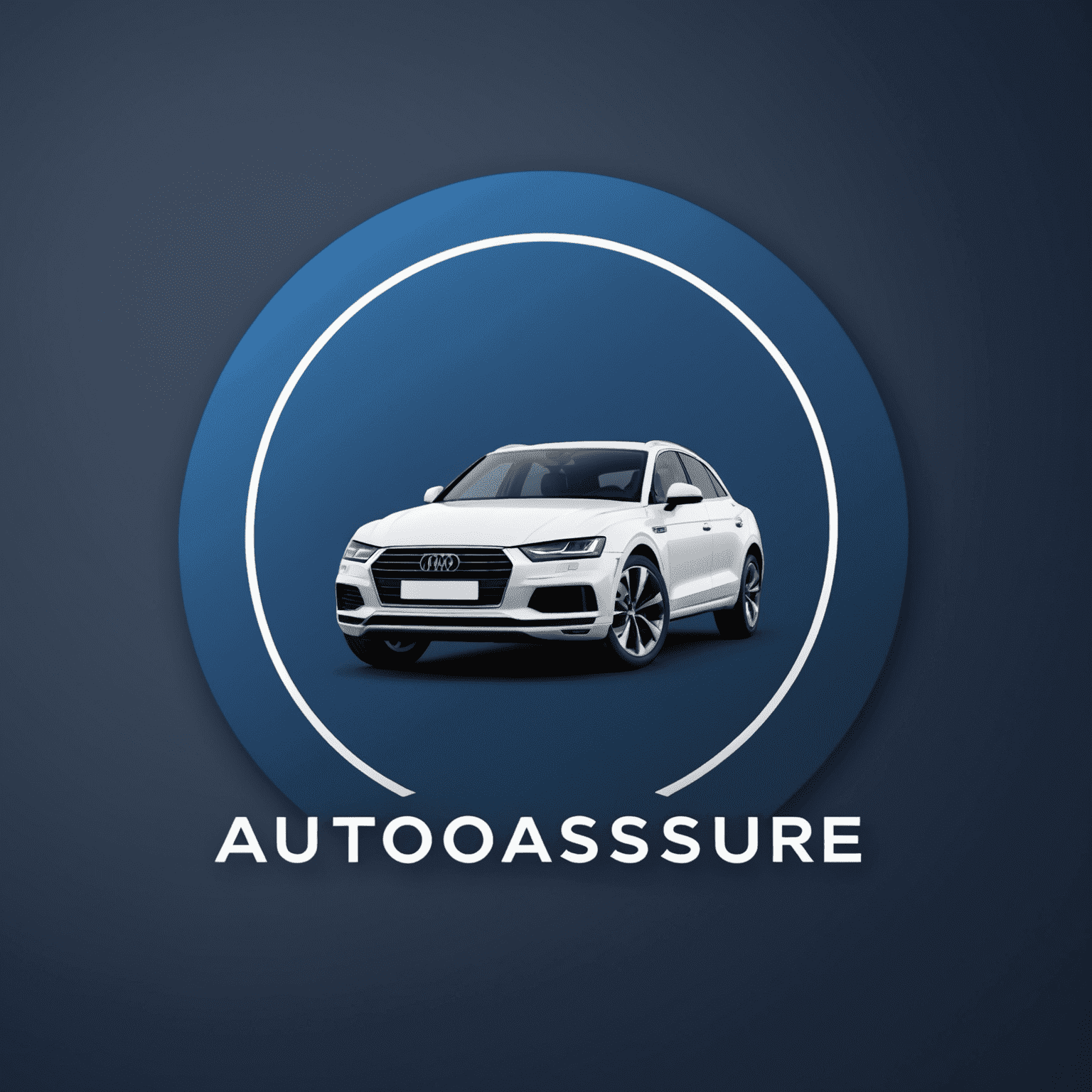 AutoAssure logo: Een modern en strak ontworpen logo met de tekst 'AutoAssure' in diepblauw, met een gestileerde auto-silhouet erboven