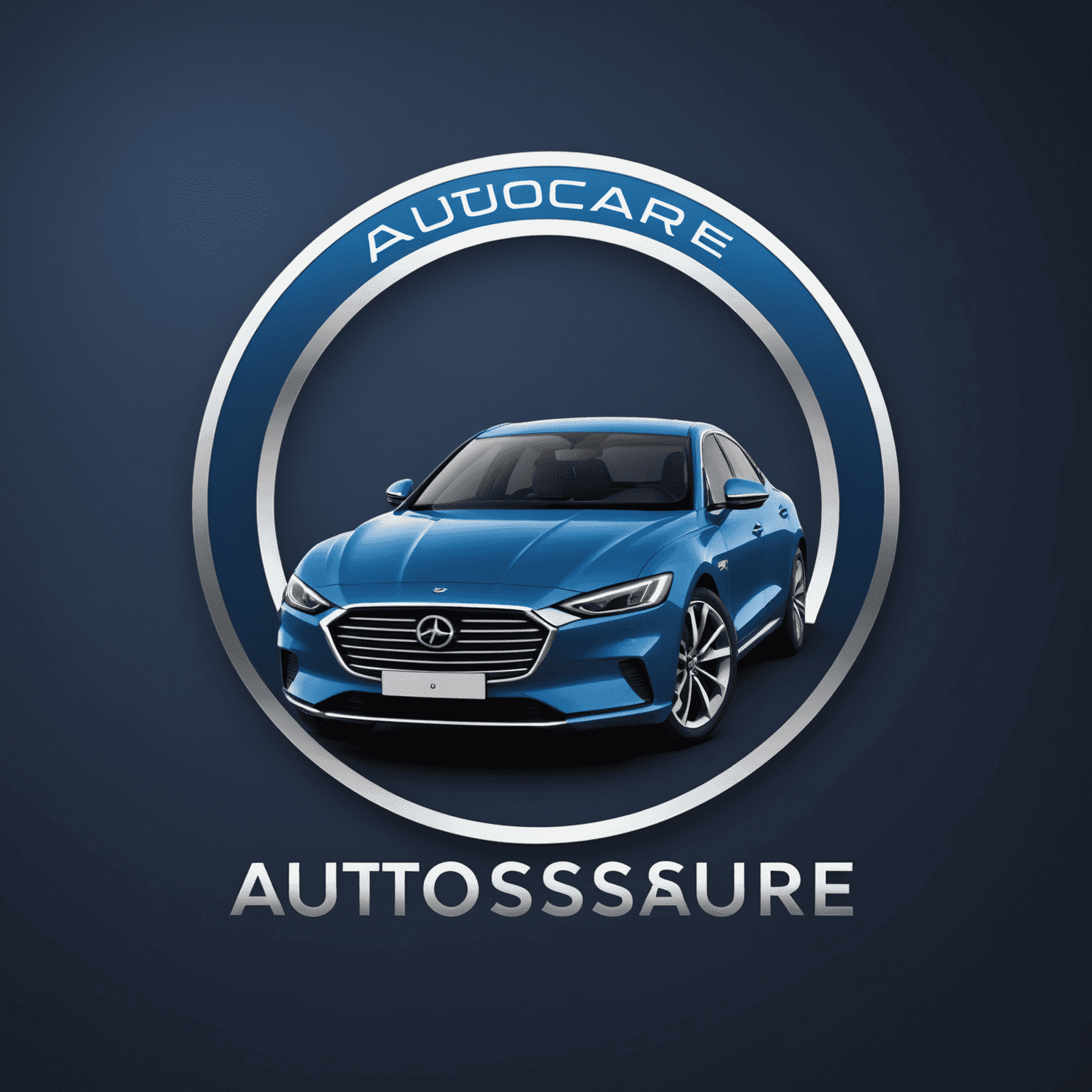 AutoAssure logo: Een modern en strak ontworpen logo met de tekst 'AutoAssure' in diepblauw, met een gestileerde auto-silhouet erboven